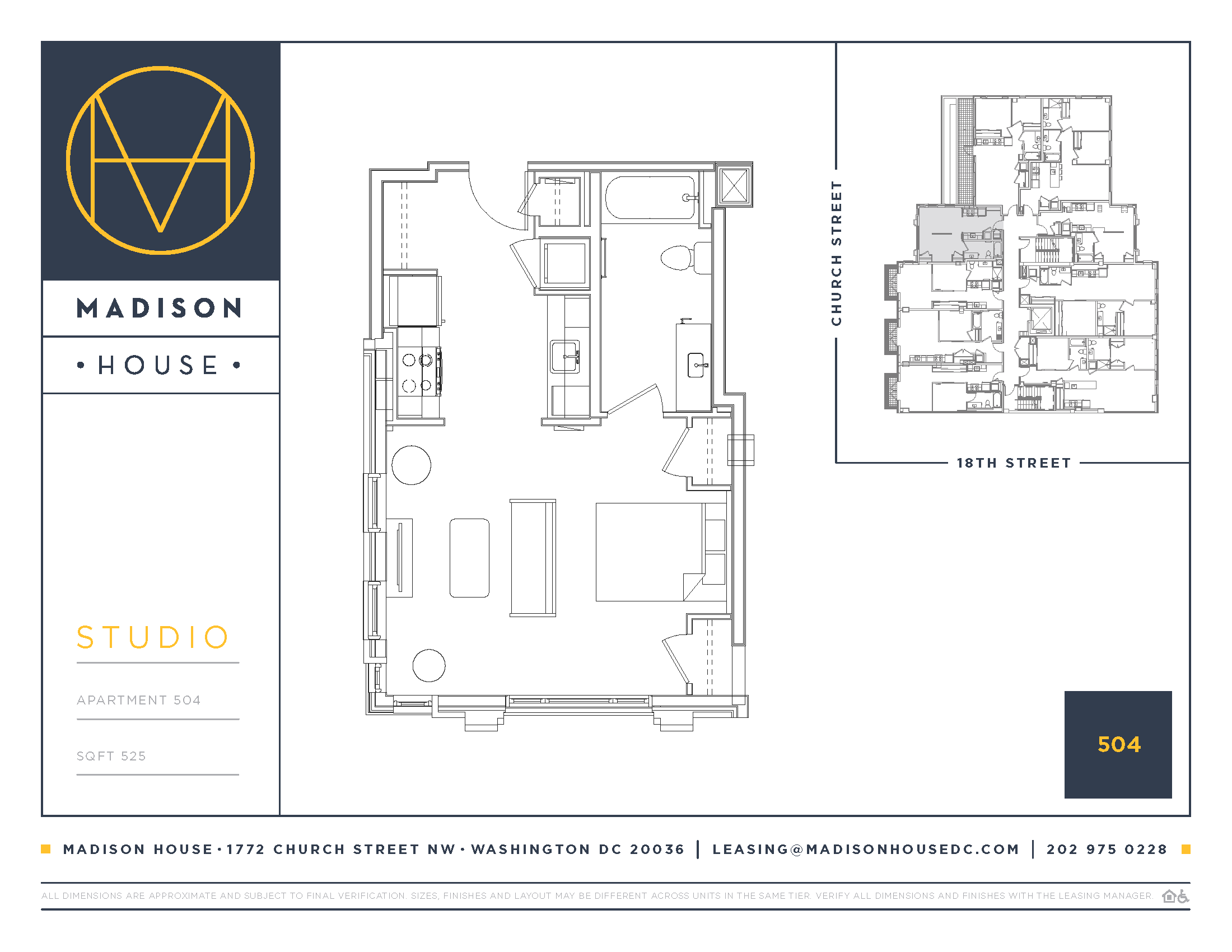 Floor plan for studio, 1 bath, 525 sqft